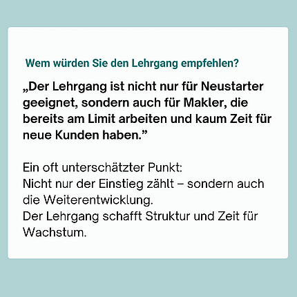 Teilnehmer Versicherungsmakler - Wem würden Sie den Lehrgang empfehlen