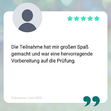 Feedback zum Geprüfte/r Fachmann/-frau für Versicherungsvermittlung Vorbereitung auf die IHK-Sachkundeprüfung gem. §34d GewO