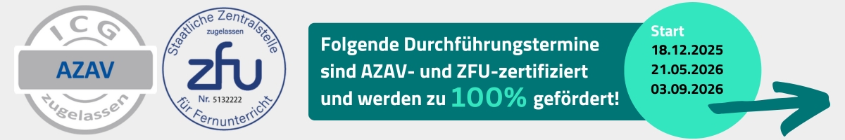 AZAV- und ZFU-zertifiziert Geprüfte/-r Fachmann/-frau für Versicherungsvermittlung IHK gem. §34d GewO